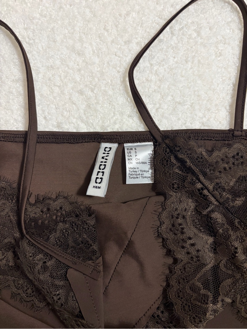 H&M Chocolate Brown Lace-Trim Slip Chemise - Picture 2 of 3